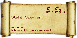 Stahl Szofron névjegykártya